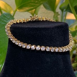 🎁 BOGO ITEM! Cubic Zirconia Tennis Bracelet, Gold, 6-3/4”